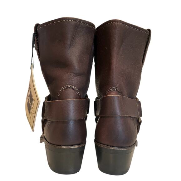 Frye Vintage Walnut Brown Leather Harness Ankle Boots Size 8 - Picture 6 of 11